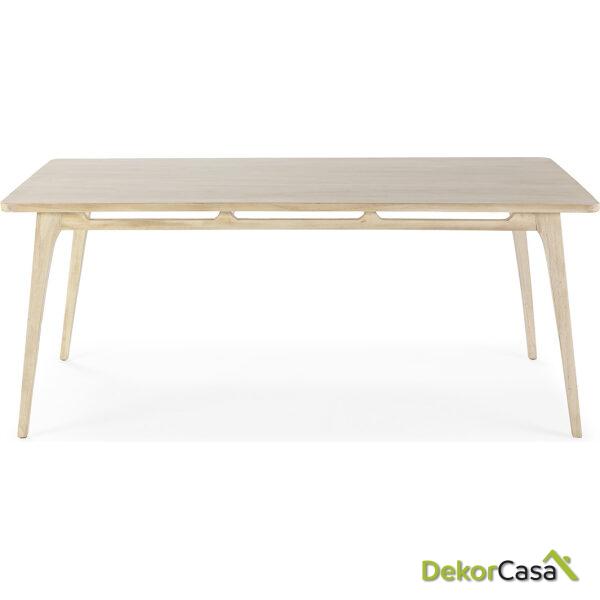 Mesa Comedor 180X90X76 Madera De Cedro Blanco Velado