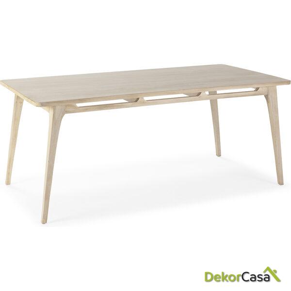 Mesa Comedor 180X90X76 Madera De Cedro Blanco Velado