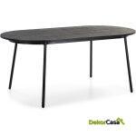 Mesa Comedor 180X90X76 Madera De Fresno/Metal Negro