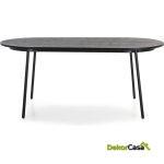 Mesa Comedor 180X90X76 Madera De Fresno/Metal Negro