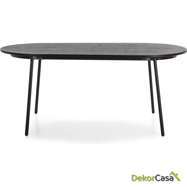 Mesa Comedor 180X90X76 Madera De Fresno/Metal Negro