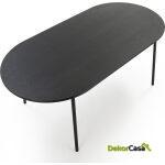 Mesa Comedor 180X90X76 Madera De Fresno/Metal Negro