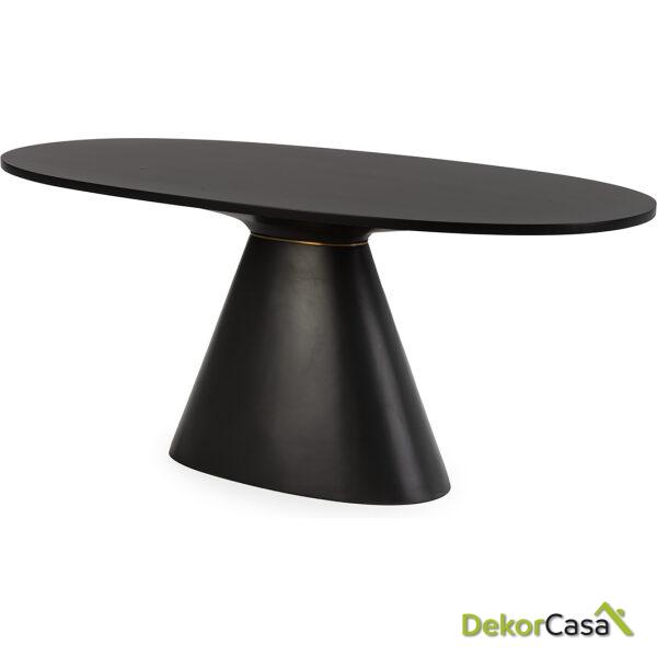 Mesa Comedor 180X90X76 Madera/Fibra De Vidrio -- Negro/Dorado