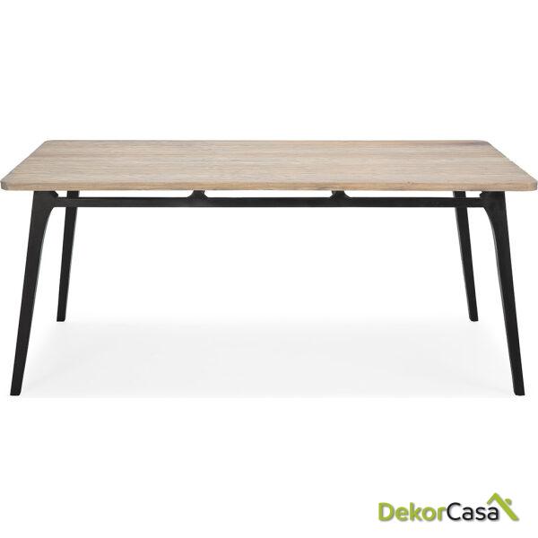 Mesa Comedor 180X90X76 Madera Negro/Natural Con Pátina Gris