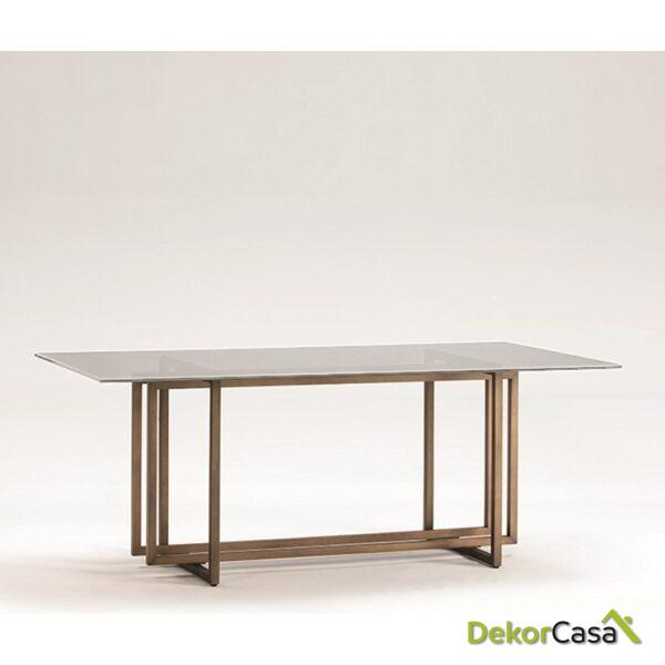 Mesa Comedor 190X100X75 Cristal/Metal Dorado