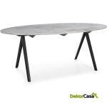 Mesa Comedor 200X100X75 Mármol Blanco/Metal Negro