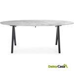 Mesa Comedor 200X100X75 Mármol Blanco/Metal Negro