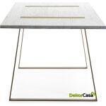 Mesa Comedor 200X90X76 Madera Blanco/Metal Dorado