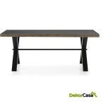 Mesa Comedor 200X90X78 Cemento/Madera Natural/Metal Negro