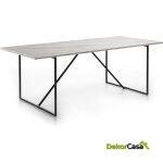 Mesa Comedor 210X90X75 Mármol Blanco/Metal Negro