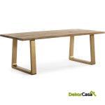 Mesa Comedor 220X95X77 Madera Natural/Metal Dorado