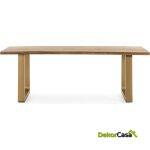 Mesa Comedor 220X95X77 Madera Natural/Metal Dorado