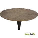 Mesa Comedor 75X75X108 Madera De Olmo/Metal Natural/Negro