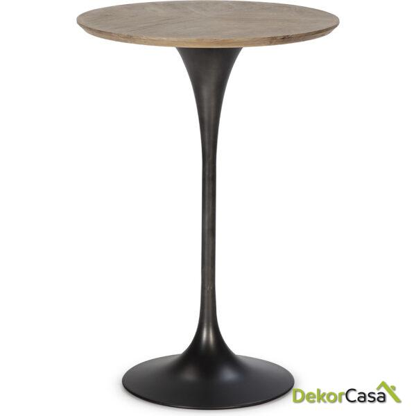 Mesa Comedor 75X75X108 Madera De Olmo/Metal Natural/Negro