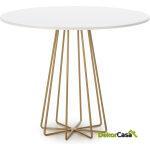 Mesa Comedor 95X95X75 Metal Dorado/Dm Blanco