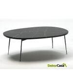 Mesa De Centro 100X70X35 Metal/Mármol Negro Mate