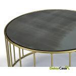 Mesa De Centro 101X101X45 Espejo Envejecido/Metal Dorado