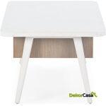 Mesa De Centro 106X60X43 Madera Blanco/Natural Con Pátina Gris