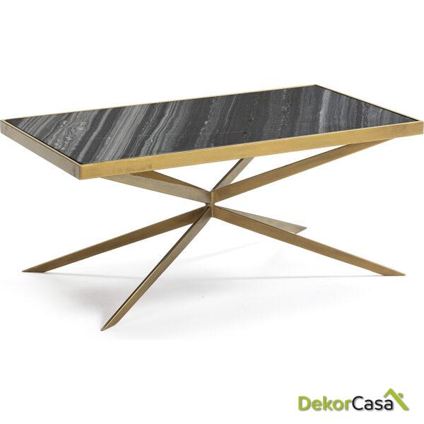 Mesa De Centro 106X60X47 Mármol/Metal Dorado