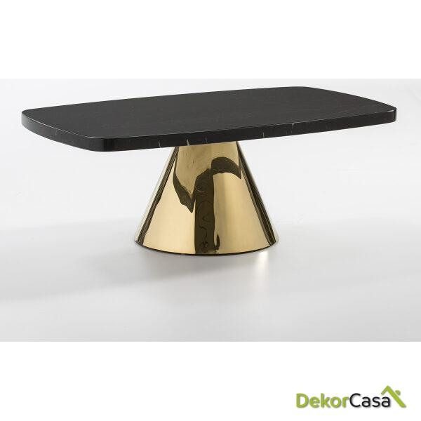 Mesa De Centro 110X65X40 Mármol Negro/Metal Dorado