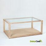 Mesa De Centro 110X70X45 Cristal/Madera Blanco Velado