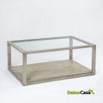 Mesa De Centro 110X70X45 Cristal/Madera Gris Velado