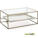 Mesa De Centro 111X76X45 Cristal/Mármol Blanco/Metal Dorado