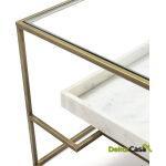 Mesa De Centro 111X76X45 Cristal/Mármol Blanco/Metal Dorado