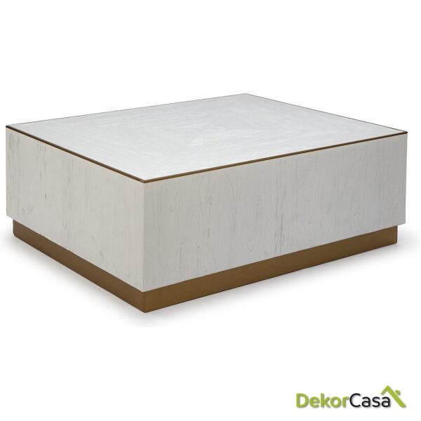 Mesa De Centro 120X100X45 Madera Blanco/Metal Dorado