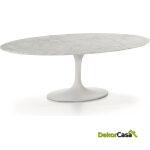 Mesa De Centro 120X60X42 Mármol/Fibra De Vidrio Blanco