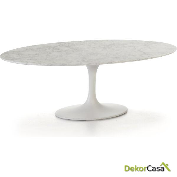 Mesa De Centro 120X60X42 Mármol/Fibra De Vidrio Blanco