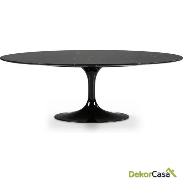 Mesa De Centro 120X60X42 Mármol Negro/Fibra De Vidrio Negro