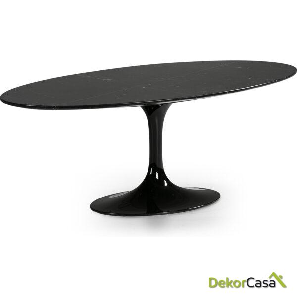 Mesa De Centro 120X60X42 Mármol Negro/Fibra De Vidrio Negro