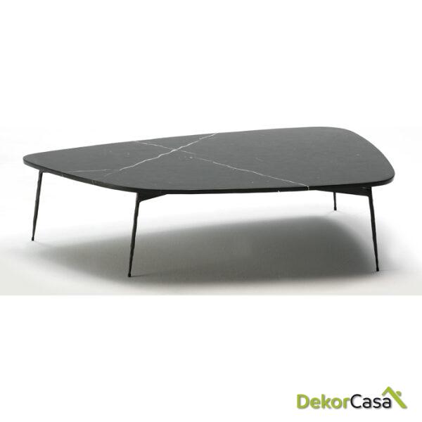 Mesa De Centro 120X85X30 Metal/Mármol Negro Mate