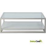 Mesa De Centro 120X90X40 Cristal/Madera De Cedro Transparente/Gris Velado