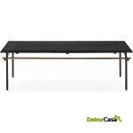 Mesa De Centro 122X61X37 Mármol Negro/Hierro Dorado Antique/Negro