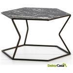 Mesa De Centro 61X61X41 Mármol/Metal Marrón Oscuro