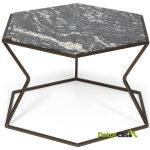 Mesa De Centro 61X61X41 Mármol/Metal Marrón Oscuro