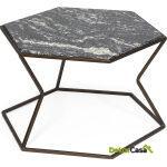 Mesa De Centro 61X61X41 Mármol/Metal Marrón Oscuro