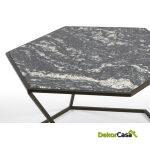 Mesa De Centro 61X61X41 Mármol/Metal Marrón Oscuro