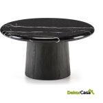 Mesa De Centro 70X70X36 Madera Negro/Mármol Negro