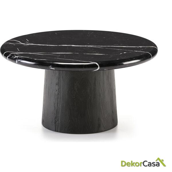 Mesa De Centro 70X70X36 Madera Negro/Mármol Negro