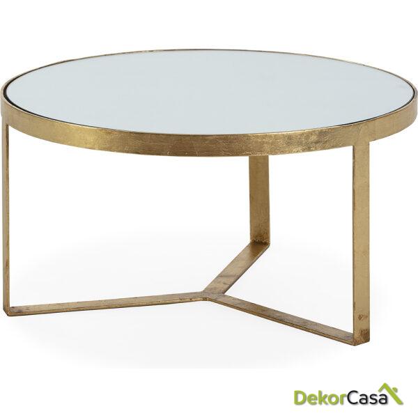 Mesa De Centro 76X76X40 Metal/Espejo Dorado