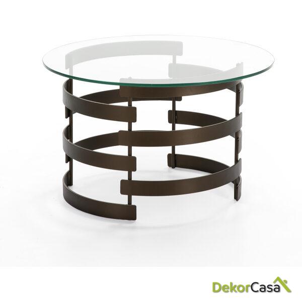 Mesa De Centro 76X76X46 Cristal/Metal Dorado Antique