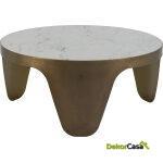 Mesa De Centro 79X79X35 Metal/Mármol -- Dorado/Blanco