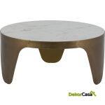 Mesa De Centro 79X79X35 Metal/Mármol -- Dorado/Blanco