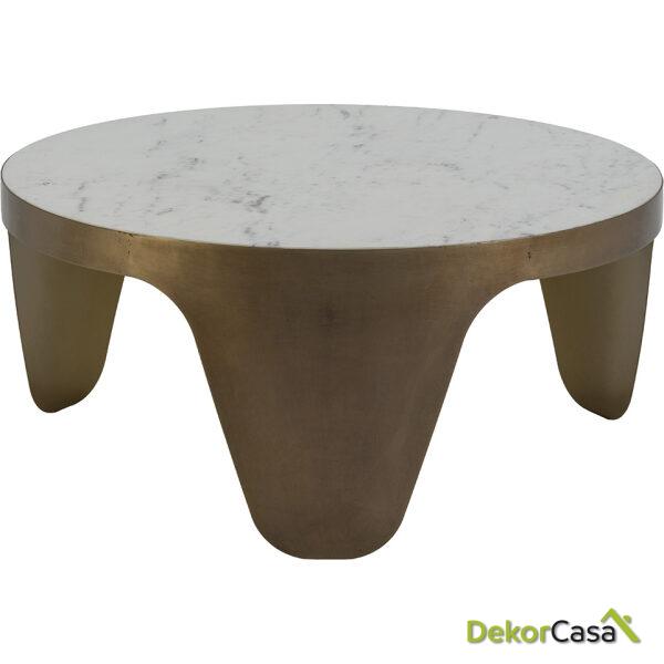 Mesa De Centro 79X79X35 Metal/Mármol -- Dorado/Blanco