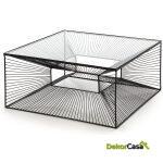 Mesa De Centro 80X80X38 Cristal/Metal Negro