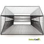 Mesa De Centro 80X80X38 Cristal/Metal Negro