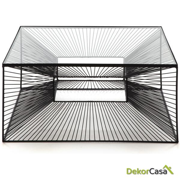 Mesa De Centro 80X80X38 Cristal/Metal Negro